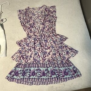 Floral Tiered Mini Dress in Lavender Purple